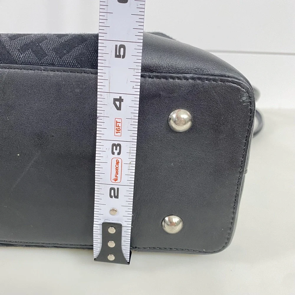 Talbots Tote Bag Womens Black Shoulder Bag Leather Trim Logo Monogram Handbag